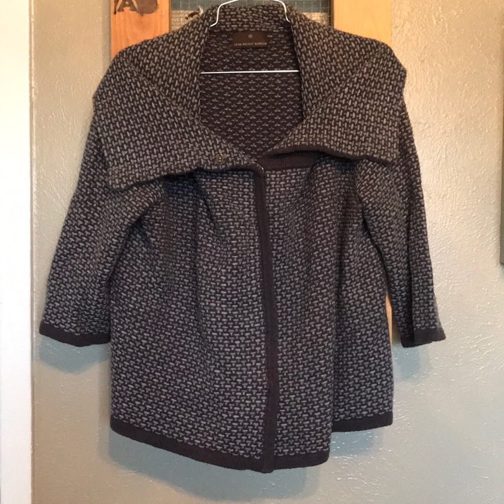 Button up poncho with quarter length sleeves    #177